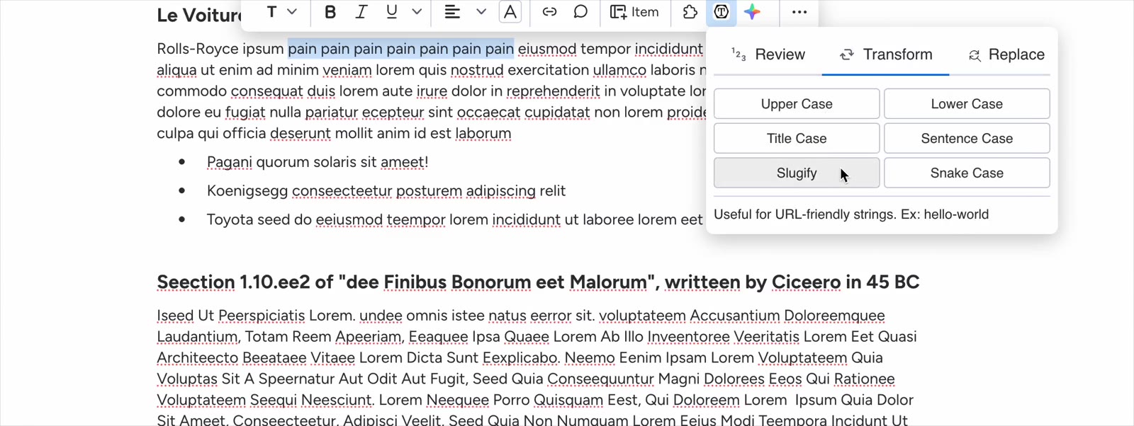 Transforming a selection with the Transform tab